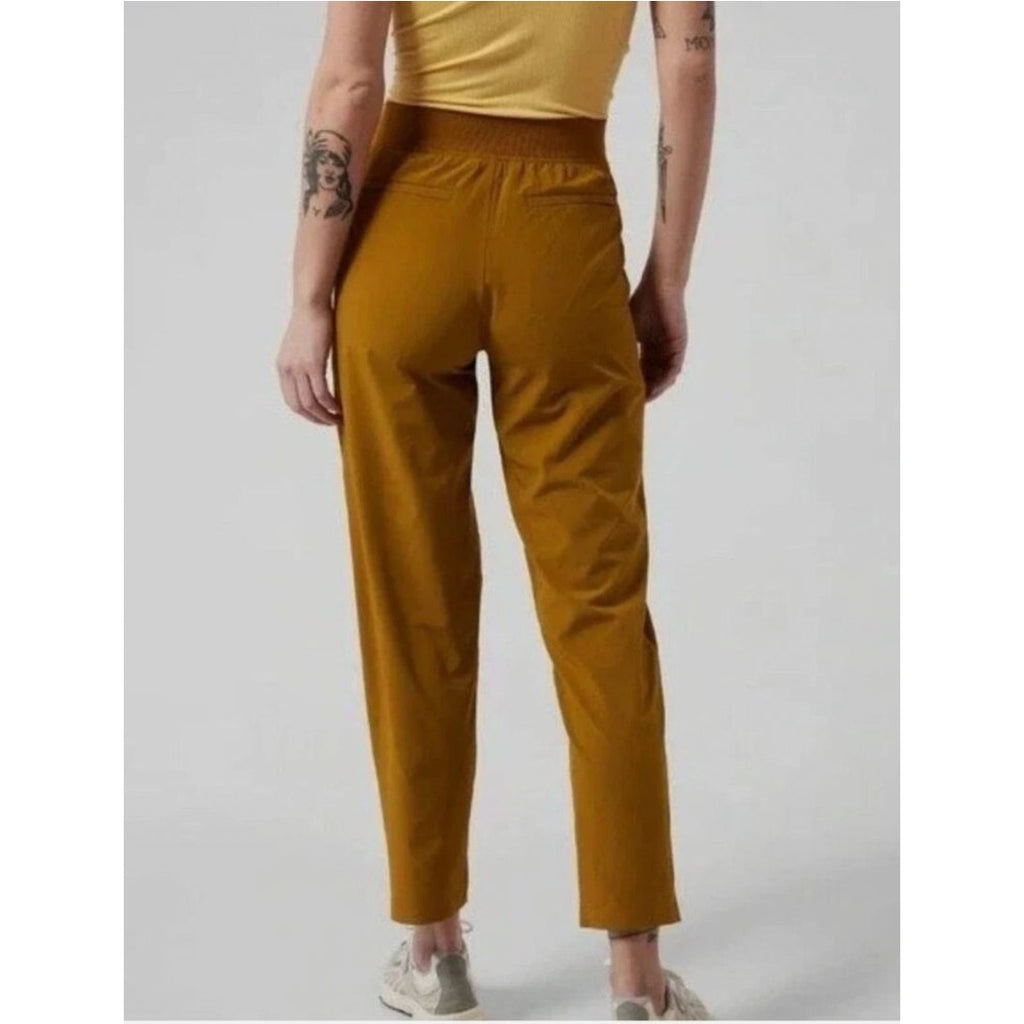 ATHLETA Womens Brooklyn Mid Rise Ankle Pants Size 4 Gold Brass Gold Knit NWOT