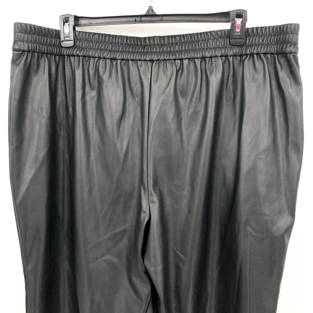 HALOGEN Women's Faux Straight Leather Pants Size 18W Rich Black High Rise NWT
