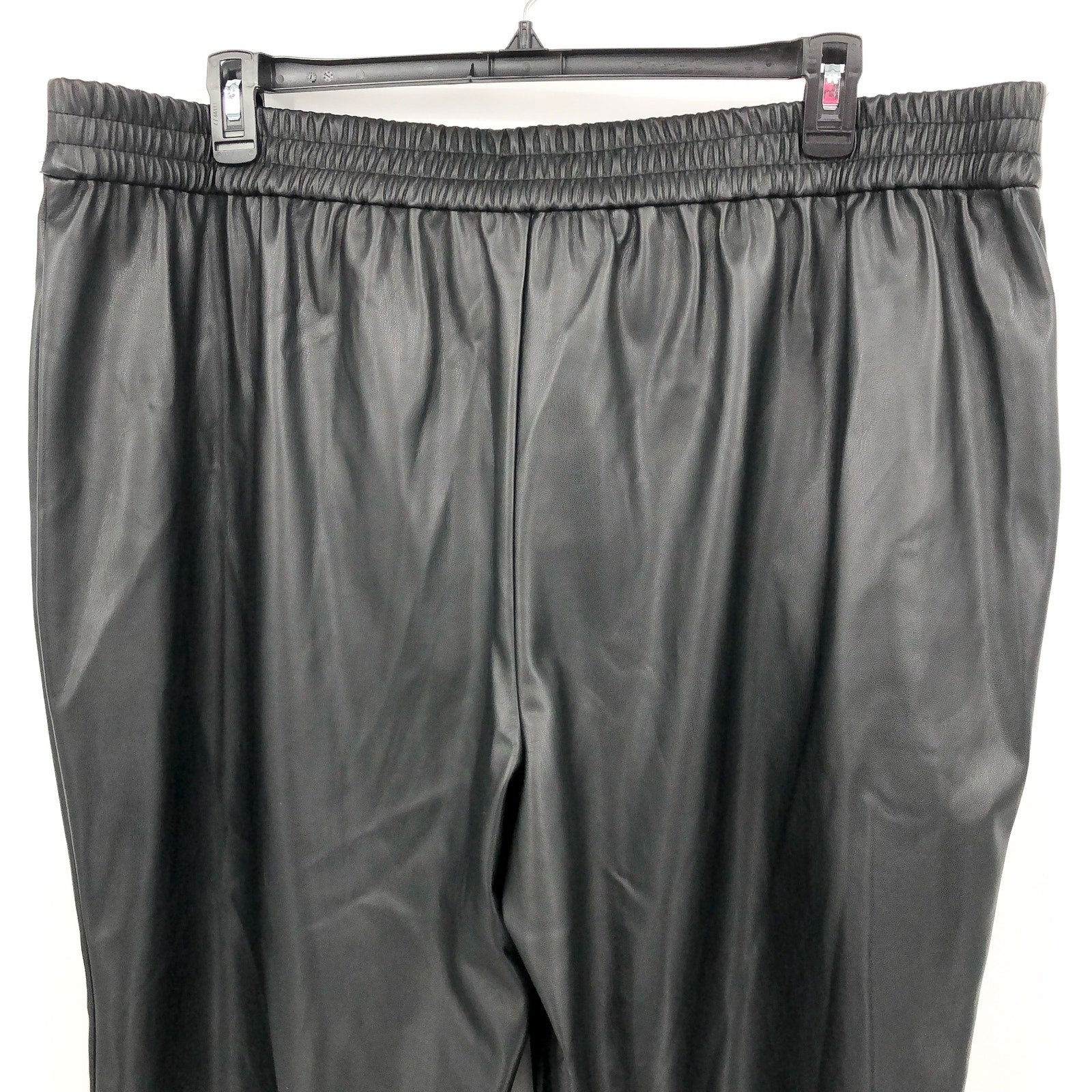 HALOGEN Women's Faux Straight Leather Pants Size 18W Rich Black High Rise NWT
