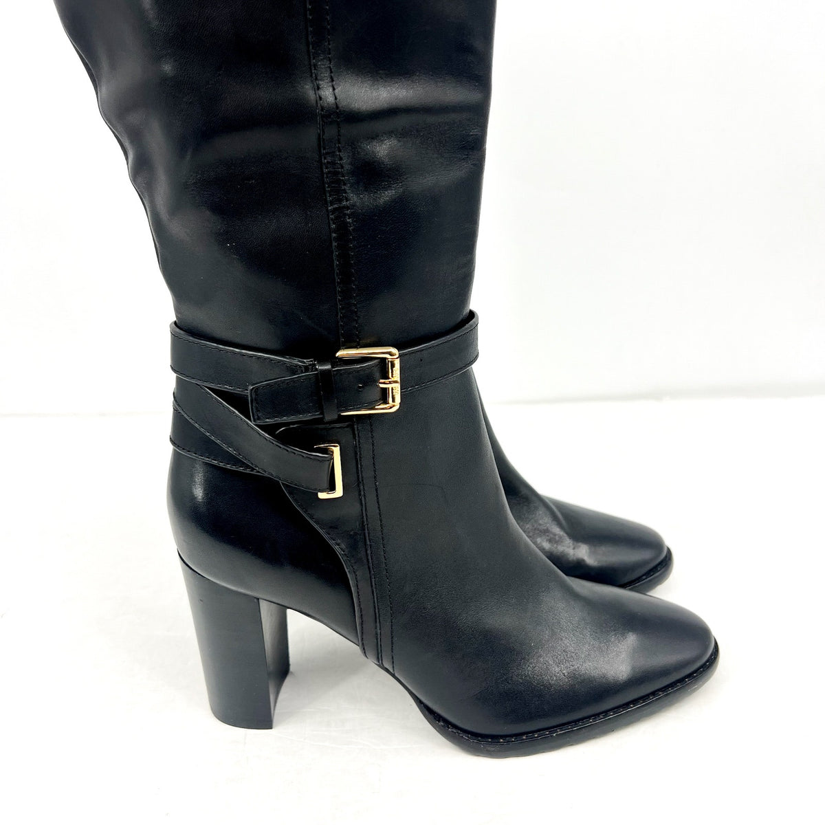 Lauren Ralph Lauren Womens Manchester Knee High Boots US 10 Black Leather NWOB