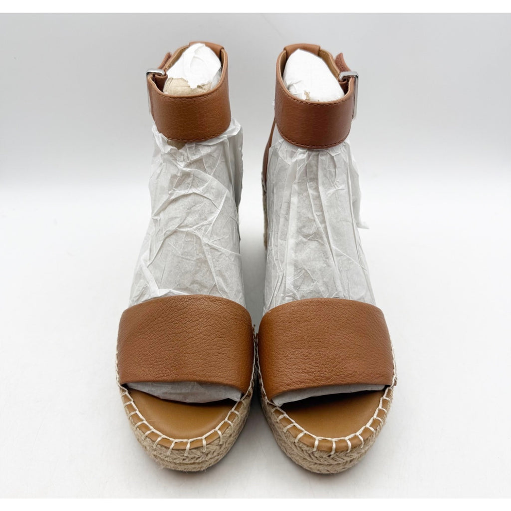 Franco Sarto Women's Clemens Raffia Espadrille Wedge Sandals US 6.5 M Brown NWOB