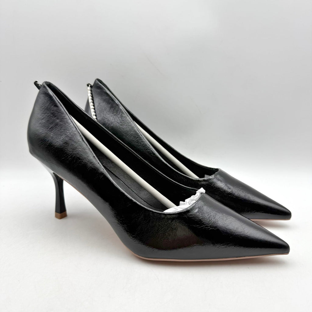 C.Paravano Womens Anna Chain Pumps EU 40 US 9.5 Black Leather NIB