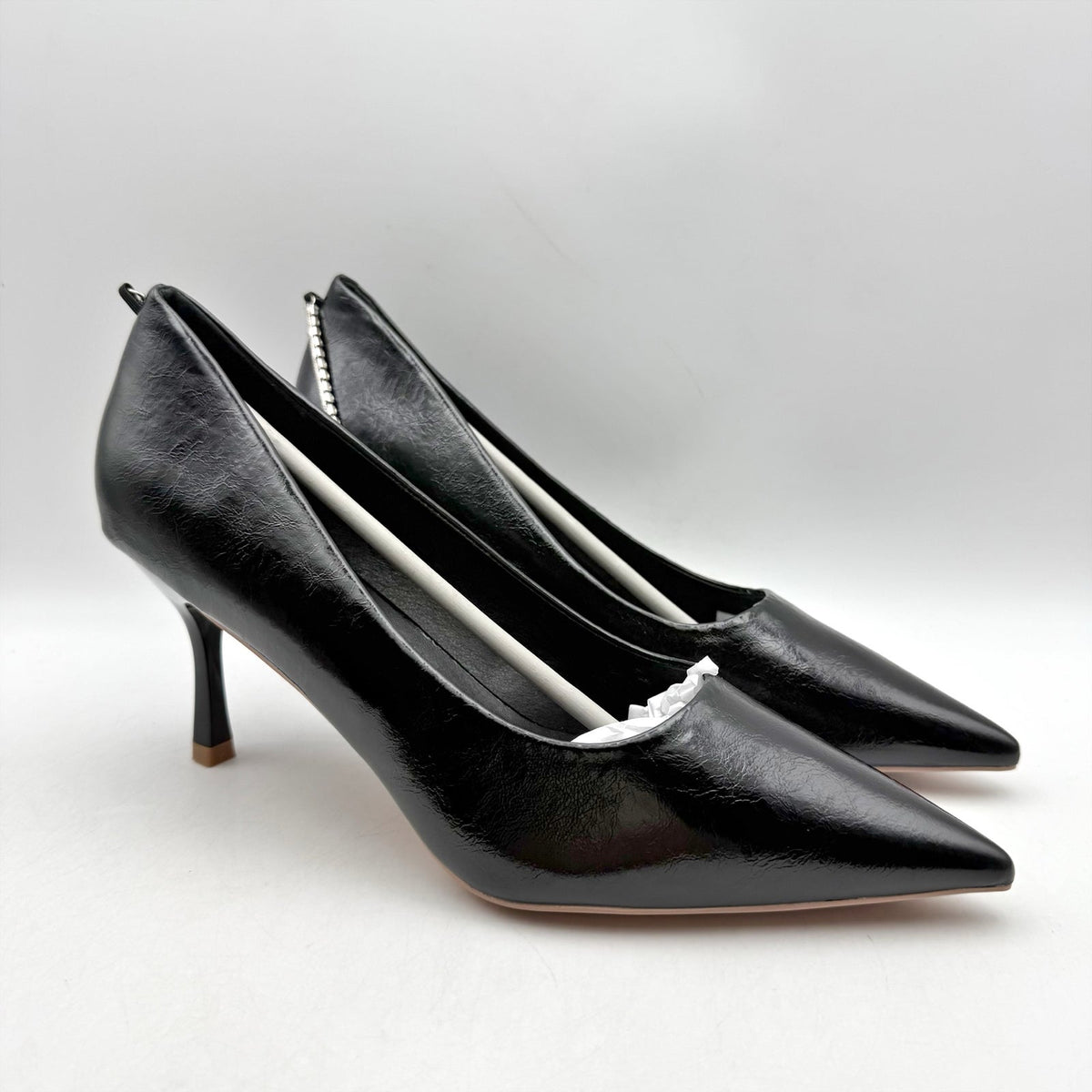 C.Paravano Womens Anna Chain Pumps EU 40 US 9.5 Black Leather NIB