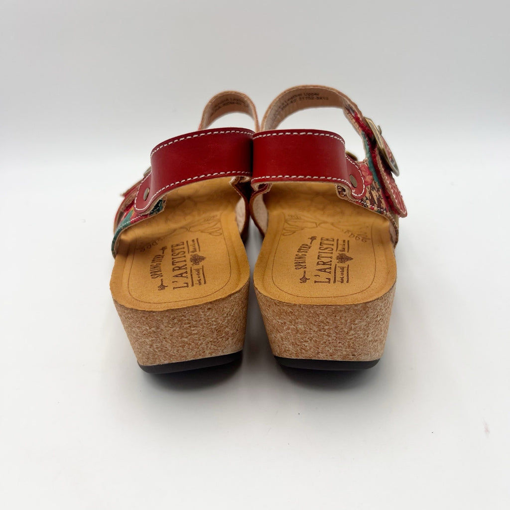 L'Artiste Womens Osuna Wedge Sandals EU 42 US 11 Red Leather NIB