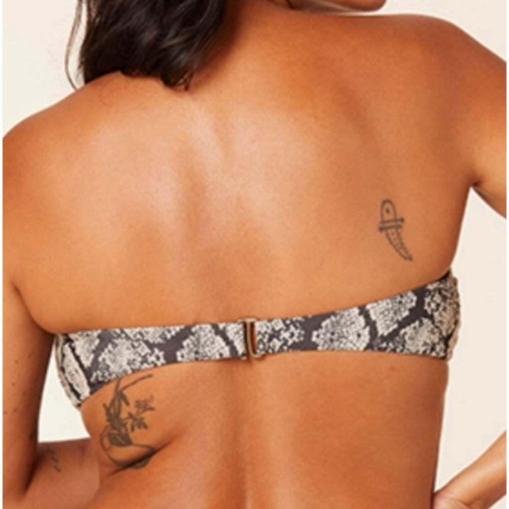 ANDIE SWIM Scala Top Small Snake Print Black Cream Strapless