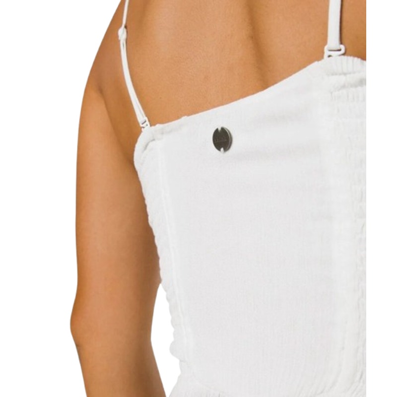 PRANA Women's Fernie Smocked Strapless Jumpsuit Small White Sleeveless NWT