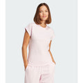 ADIDAS Women's Essentials Linear Cotton Tee Medium Pink White Short Sleeve NWT