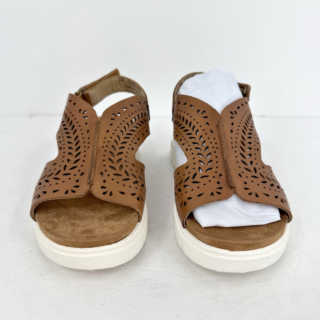 David Tate Womens Mindy Wedge Sandals US 5 M Dark Brown Leather NIB