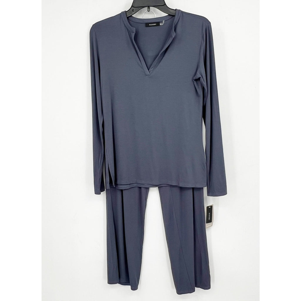 NATORI Women's Feathers Essentials Pajama Set XS Blue Long Sleeve Jersey NWT