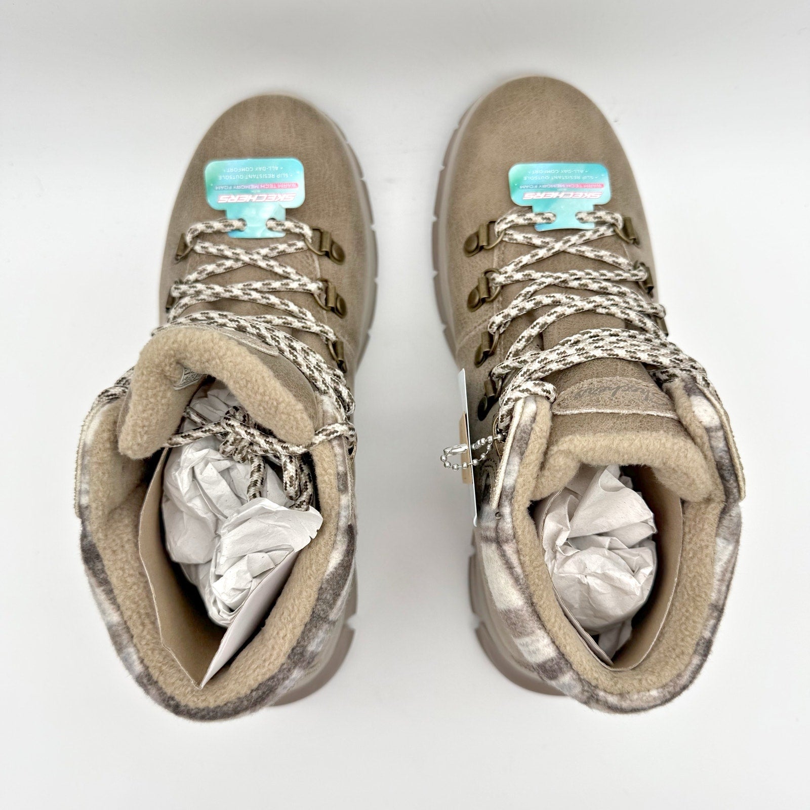 Skechers Womens Synergy Hiking Boot US 5.5 EU 35.5 Taupe Water Repellent NIB