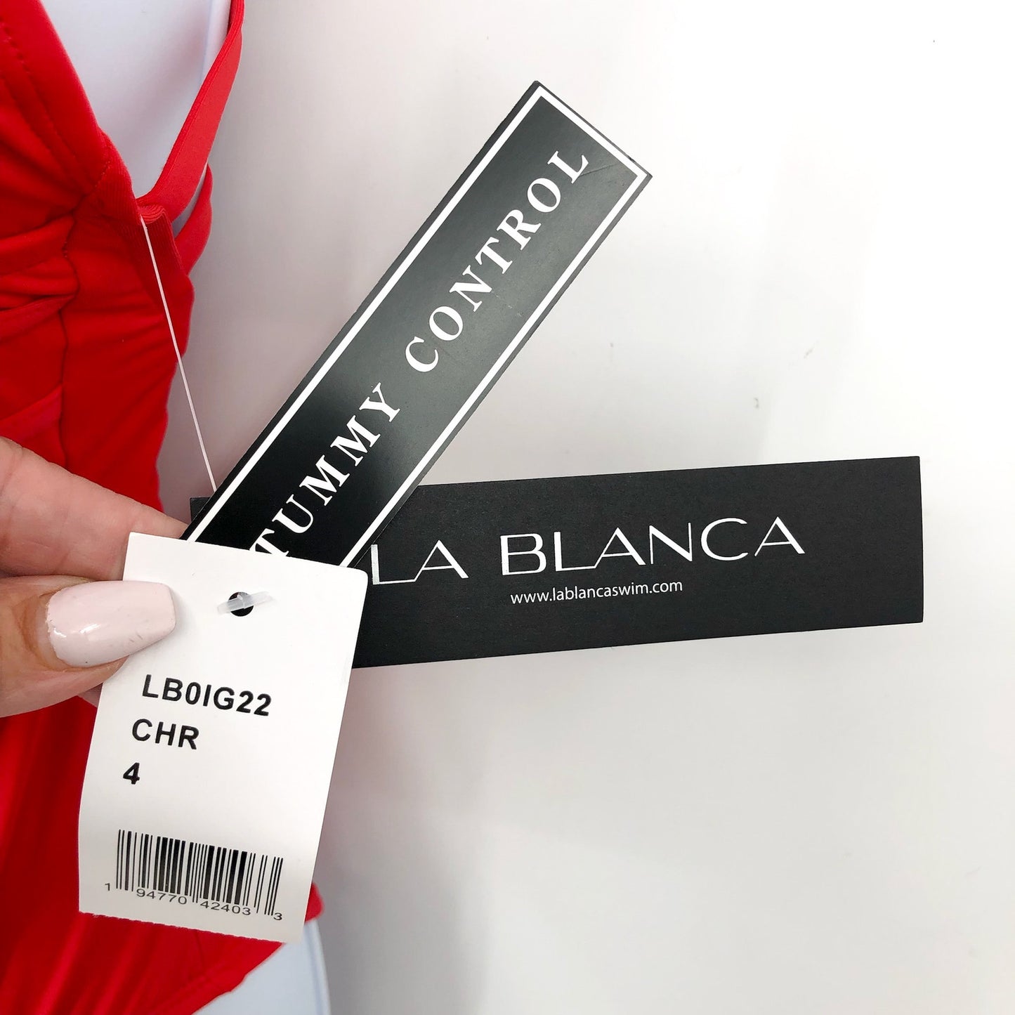 LA BLANCA Island Goddess One Piece Swimsuit Size 4 Cherry Red Cross Back NWT