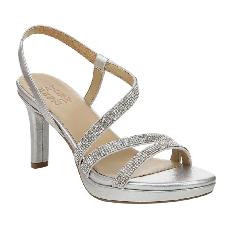 Naturalizer Womens Brenta2 Platform Heel Sandals US 9.5 M EU 40.5 Silver NWOB
