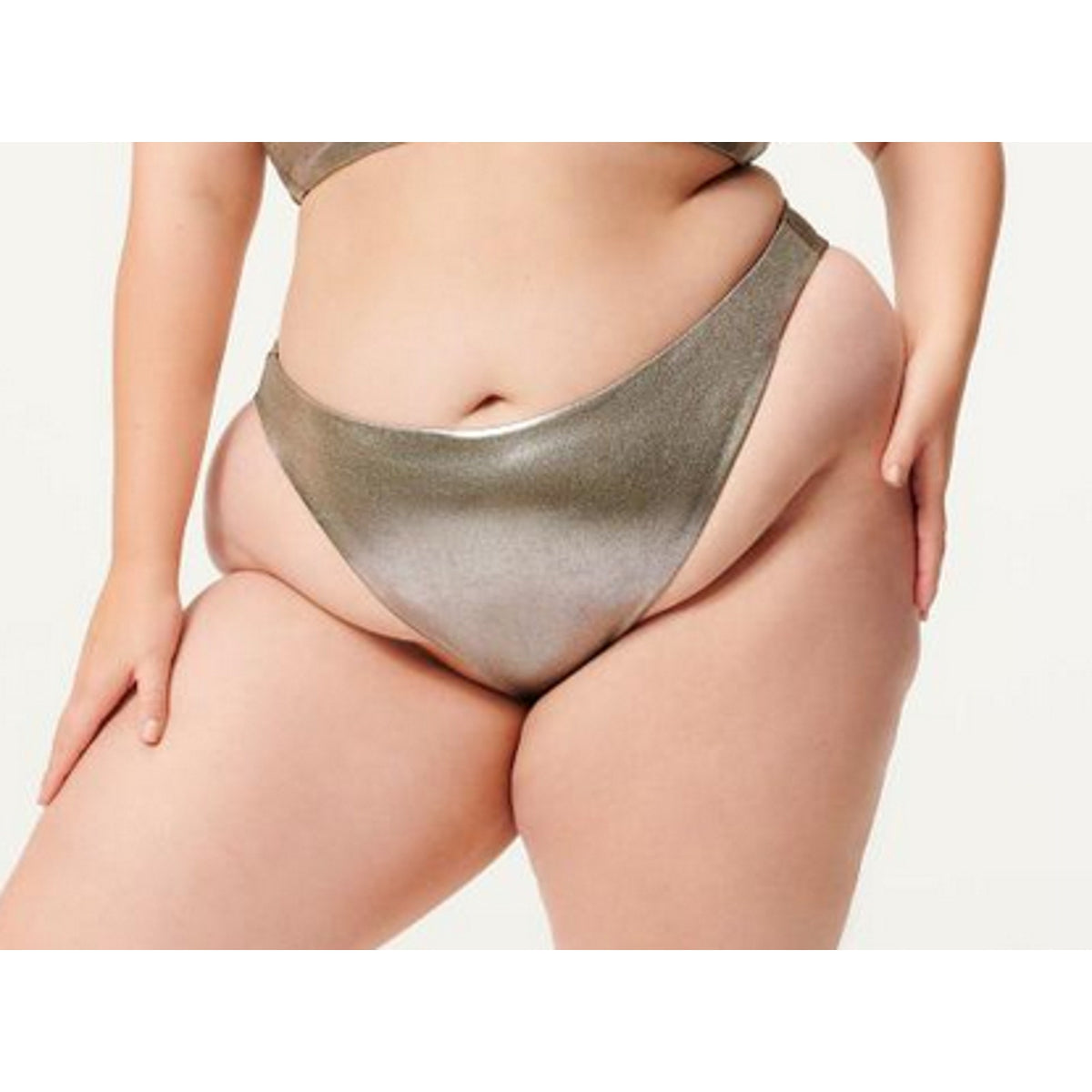 Good American Metallic Better Bikini Bottom XXL Silver Green Reversible NWT