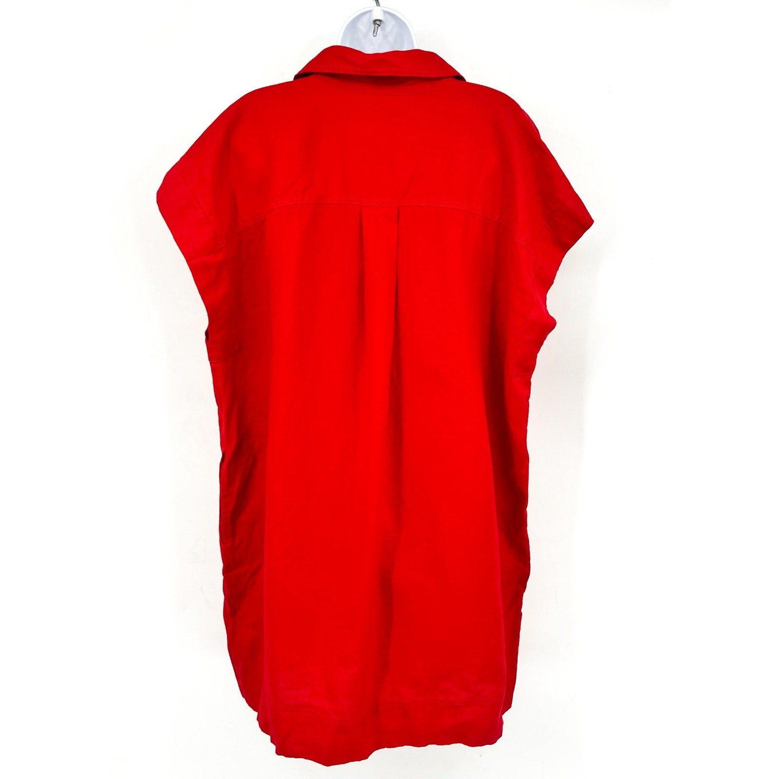 MADEWELL Utility Short-Sleeve Mini Shirtdress XS Red 100% Linen NV453 NWT
