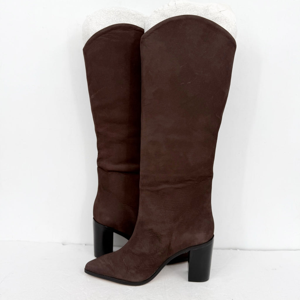 Schutz Women Maryana Knee High Heel Boots SIZE 5.5 M Brown Suede NIB