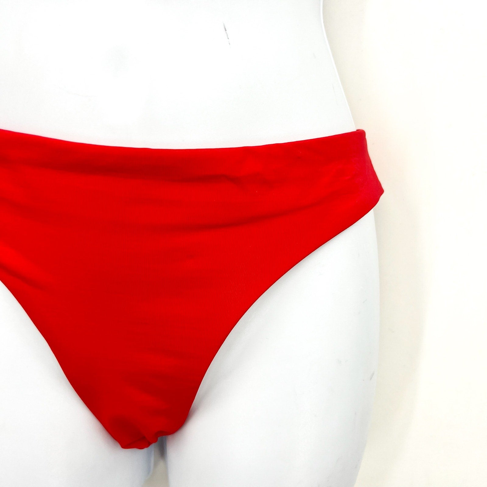 BECCA Women's Adela Ruched Hipster Bikini Bottom Small Fire Red NWT