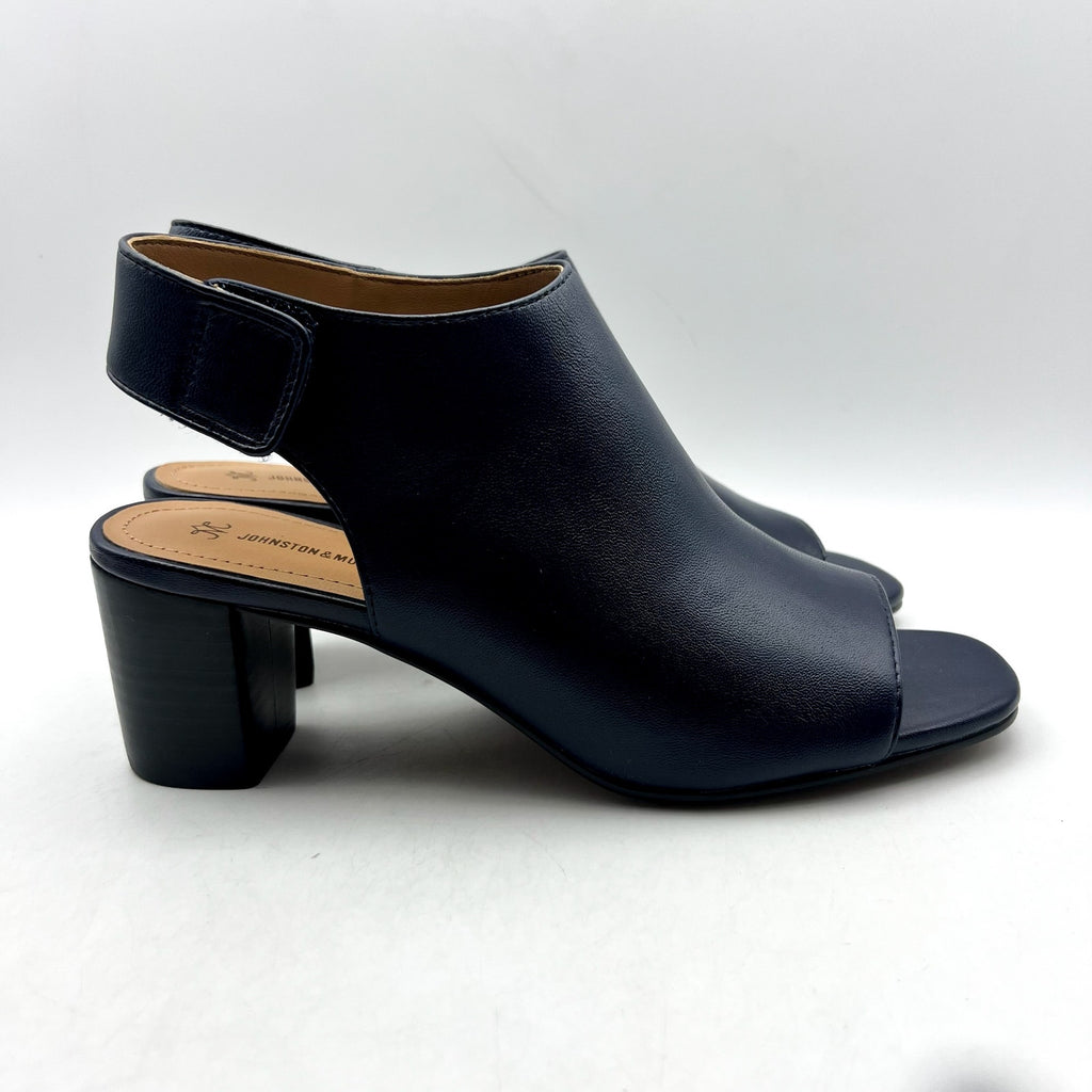 Johnston & Murphy Womens Evelyn Open Toe Bootie Size 9M Navy Blue Block Heel NIB
