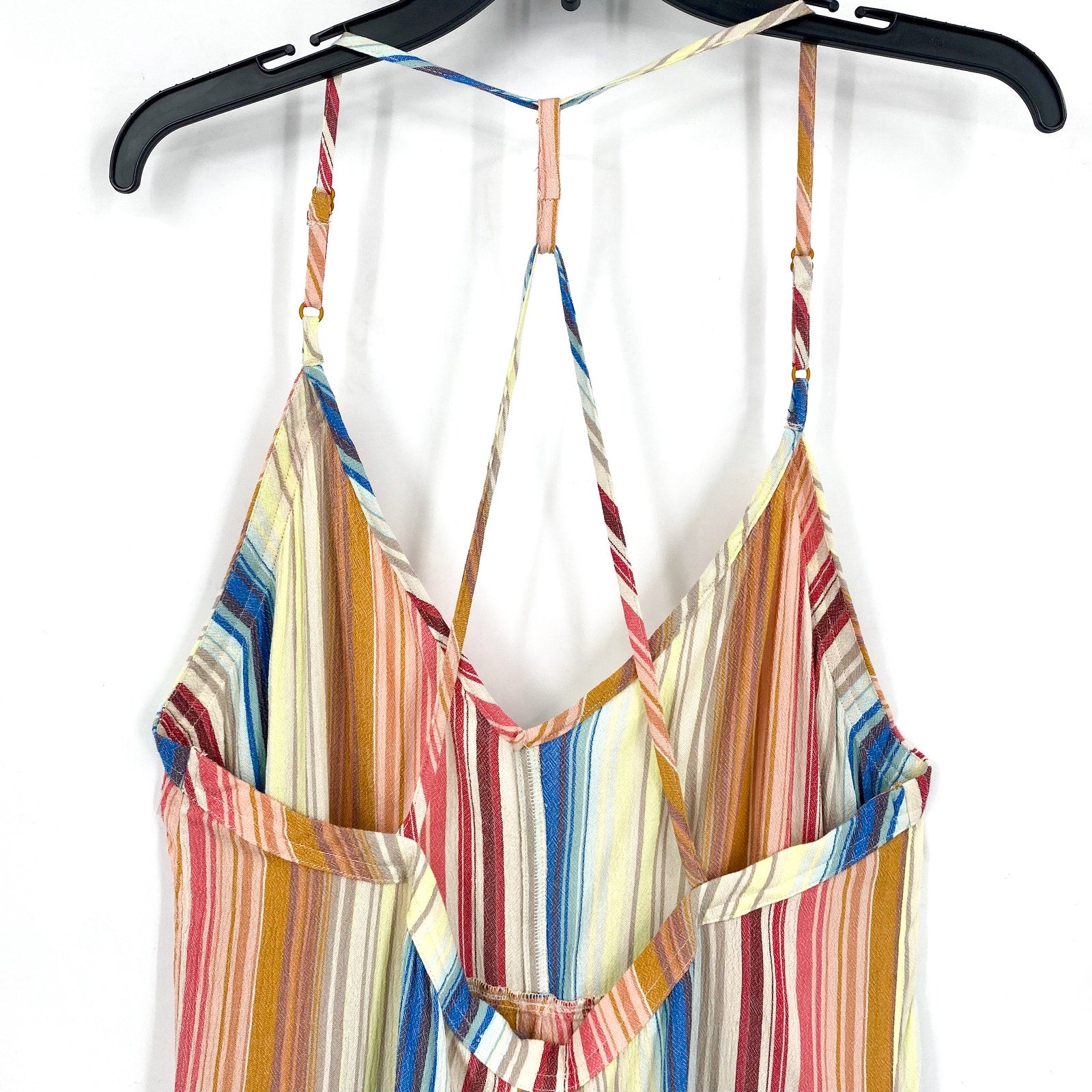 PRANA Women's Fernie Boho Dress Large Multi Baja Stripe Crisscross Cover Up NWT