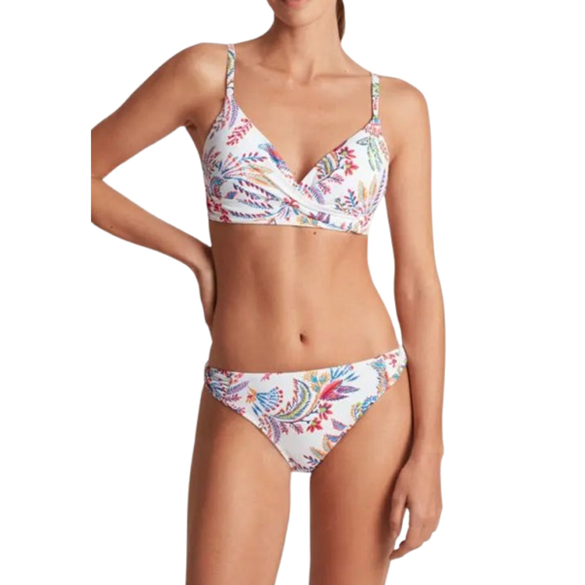 LAUREN RALPH LAUREN Fleurette Hipster Bikini Bottom Size 6 White Twist Side NWT