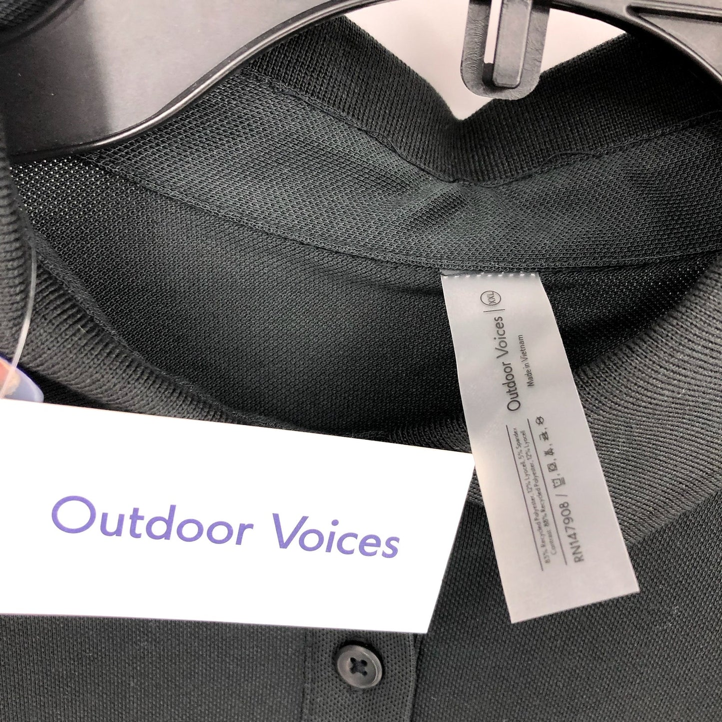 OUTDOOR VOICES Womens Birdie Cropped Polo Shirt Black XXL Short Sleeve