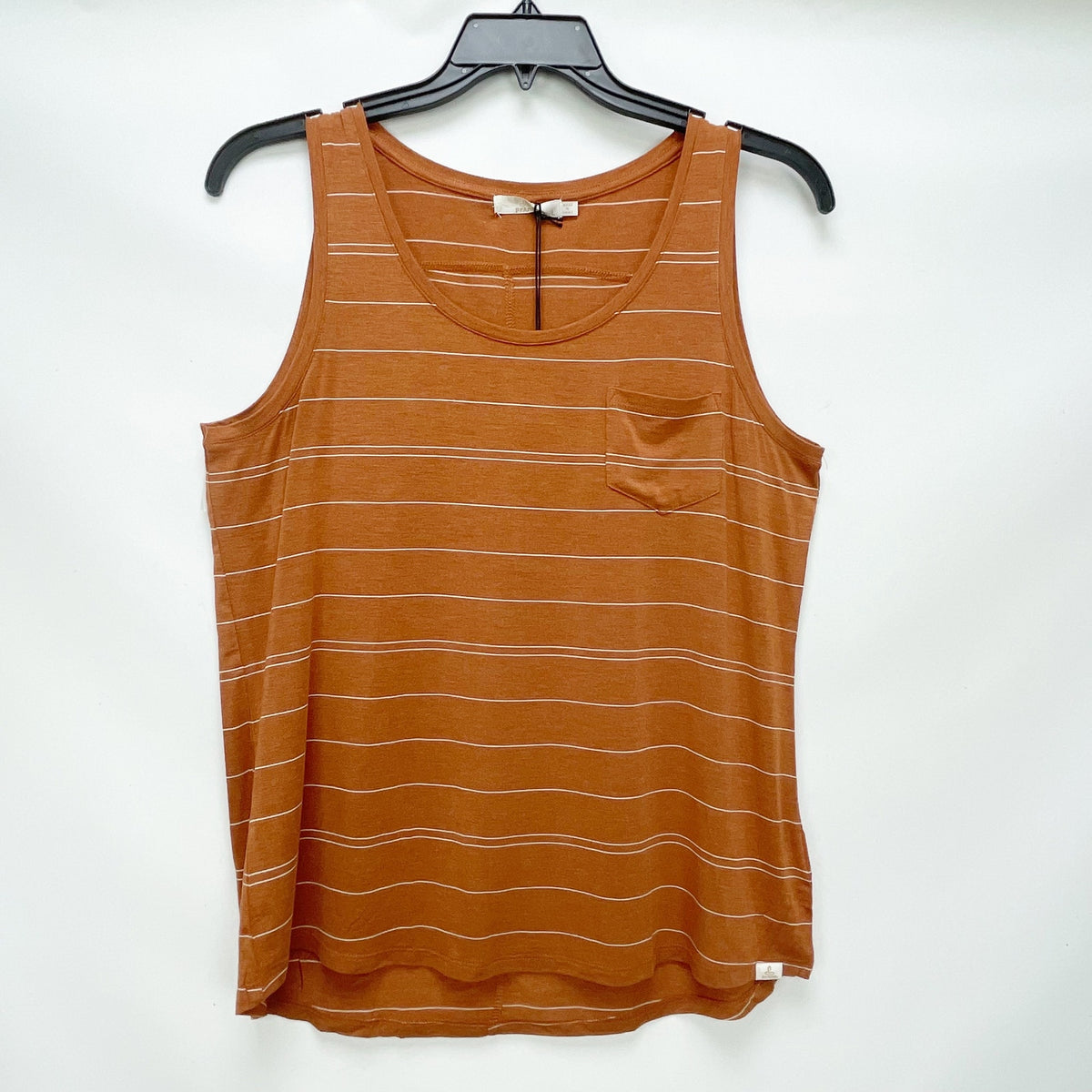 prAna Womens Foundation Scoop Neck Tank Copper Heather Stripe LARGE
