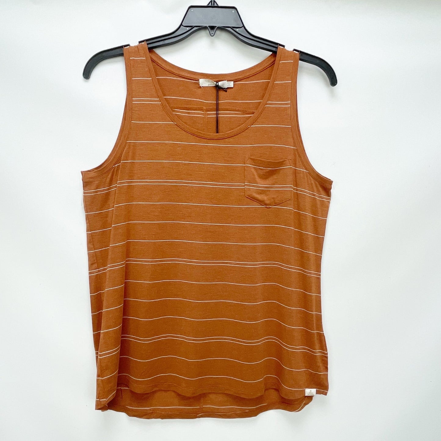prAna Womens Foundation Scoop Neck Tank Copper Heather Stripe LARGE