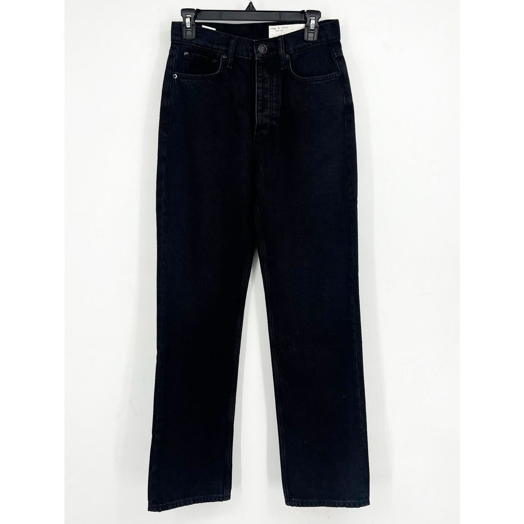 RAG & BONE Womens Alex High-Rise Straight-Leg Jeans Size 26 US 2 Black NWT