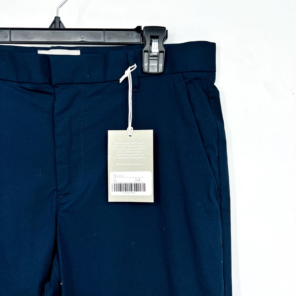 EVERLANE Mens Air Chino Pants 32x30 Navy Blue Stretch Cotton Poplin Slim Fit NWT