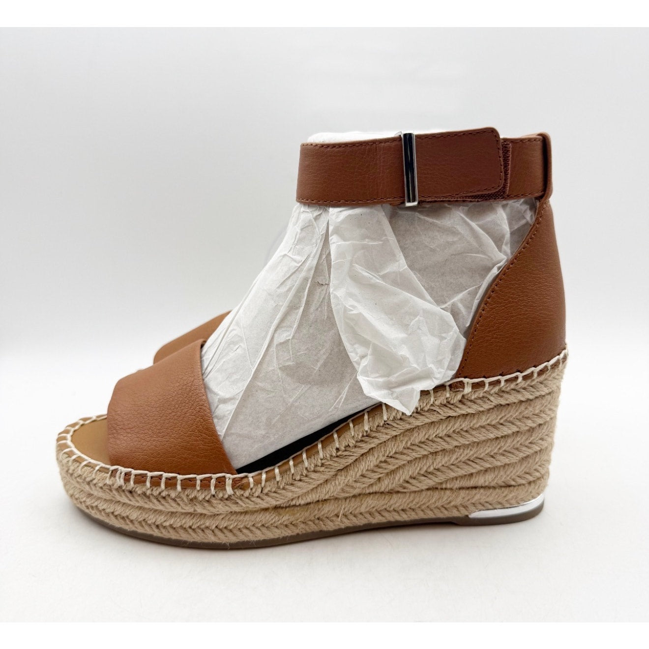 Franco Sarto Women's Clemens Raffia Espadrille Wedge Sandals US 6.5 M Brown NWOB