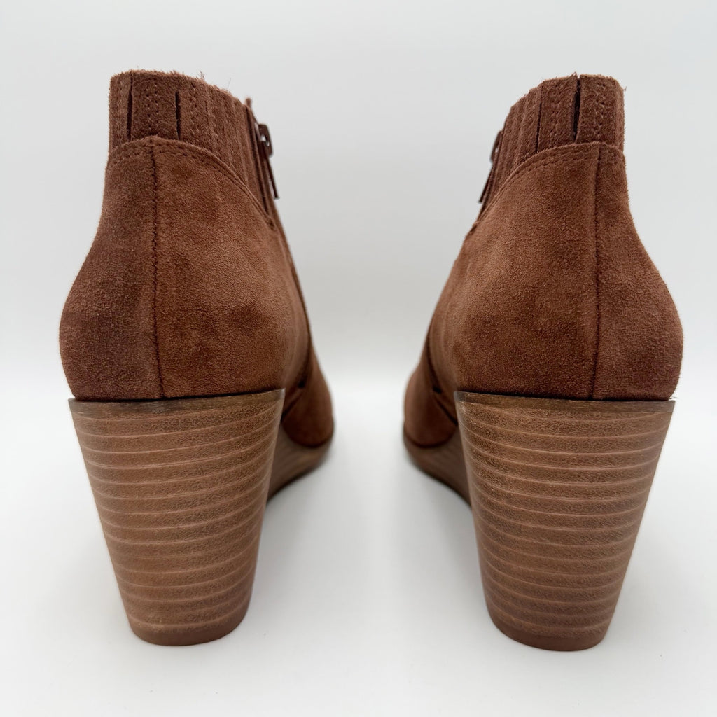 Lucky Brand Womens Zorla Wedge Ankle Bootie Size 11 M Brown Suede NWOB