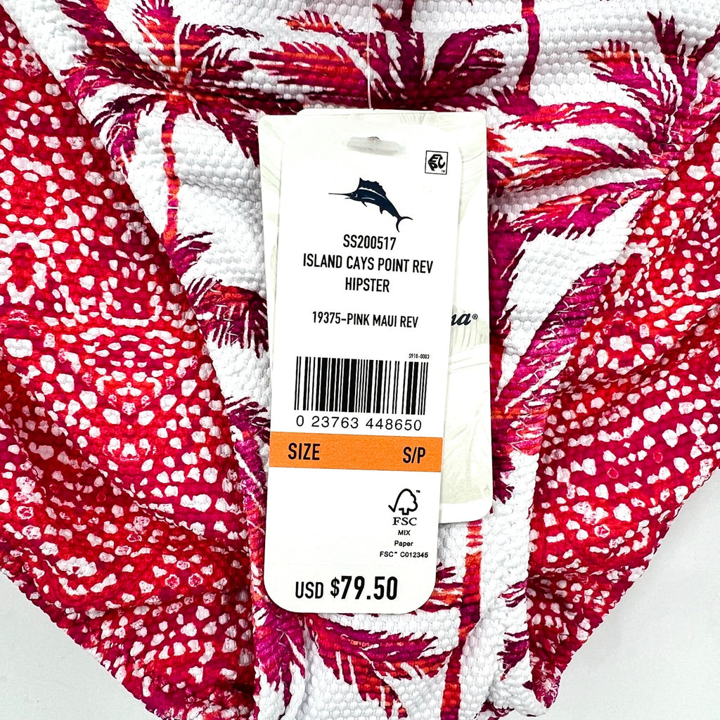 TOMMY BAHAMA Island Cays Hipster Bikini Small Pink Maui Pointelle Reversible NWT