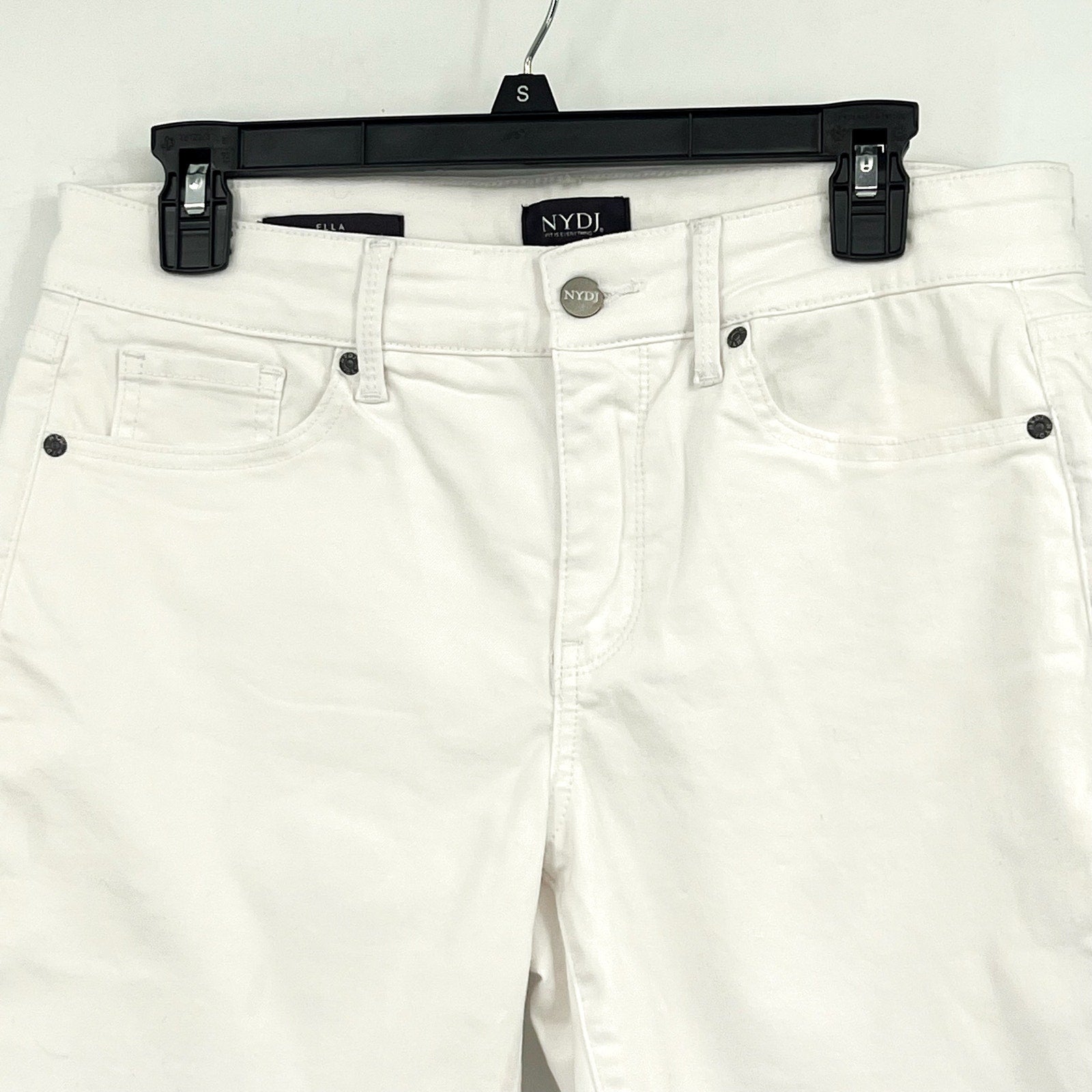 NYDJ Womens Ella Denim Shorts Size 10 PETITE Optic White 8" Inseam NWT
