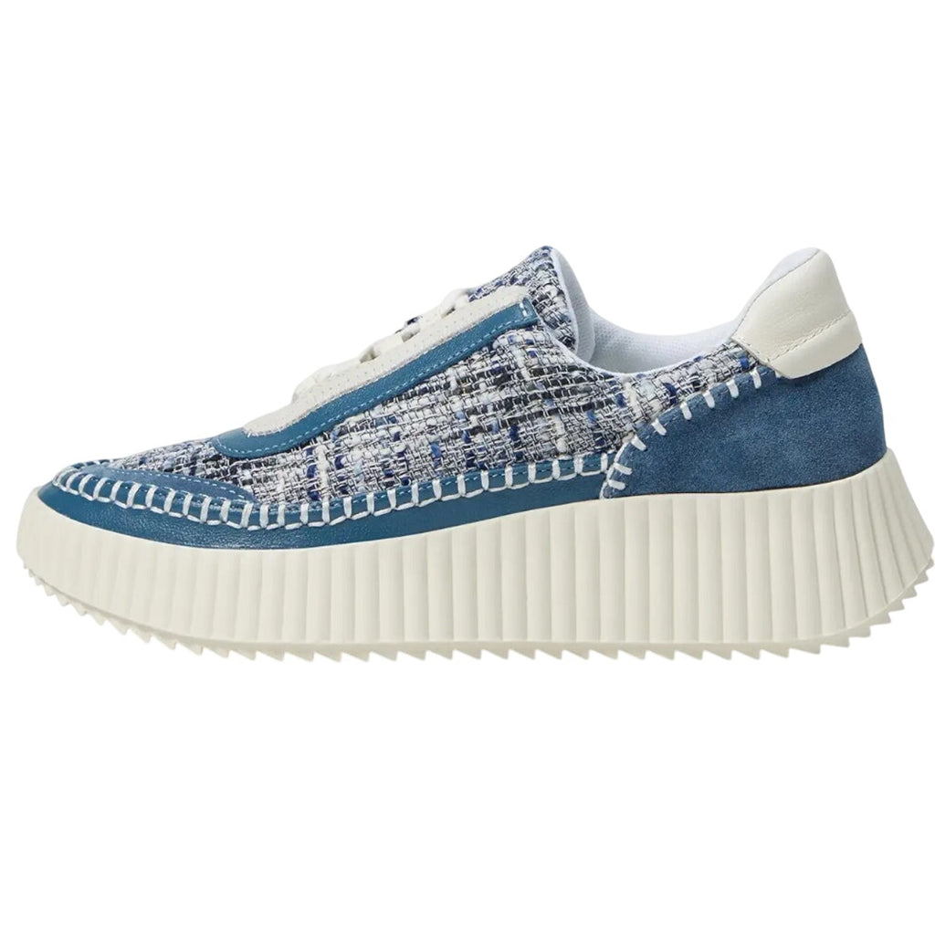 Dolce Vita Womens Dolen Casual Sneakers Size 8.5 Blue Fabric Leather Lace-Up NIB