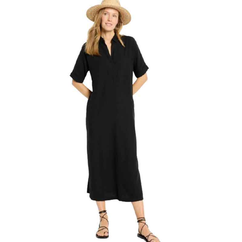 NIC + ZOE Women's Rumba Linen Devon Tunic Dress XL Black Elbow Sleeve NWT