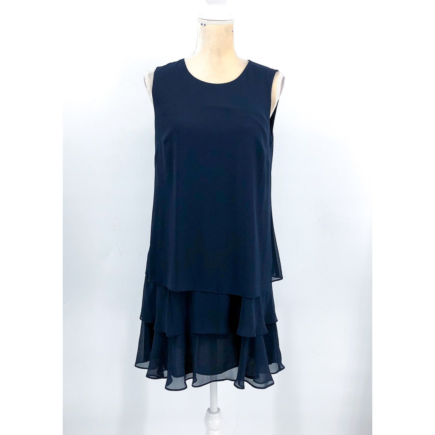 LAUREN RALPH LAUREN Womens Shift Dress Size 6 Navy Blue Crinkle Georgette NWT