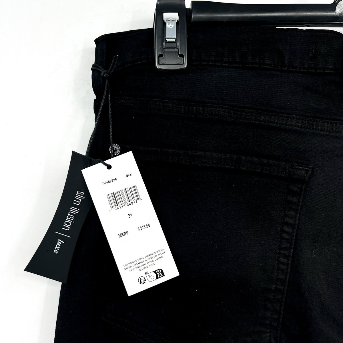 7 FOR ALL MANKIND Tailoress Dojo Flare Jeans Size 31 US 12 Black Illusion NWT