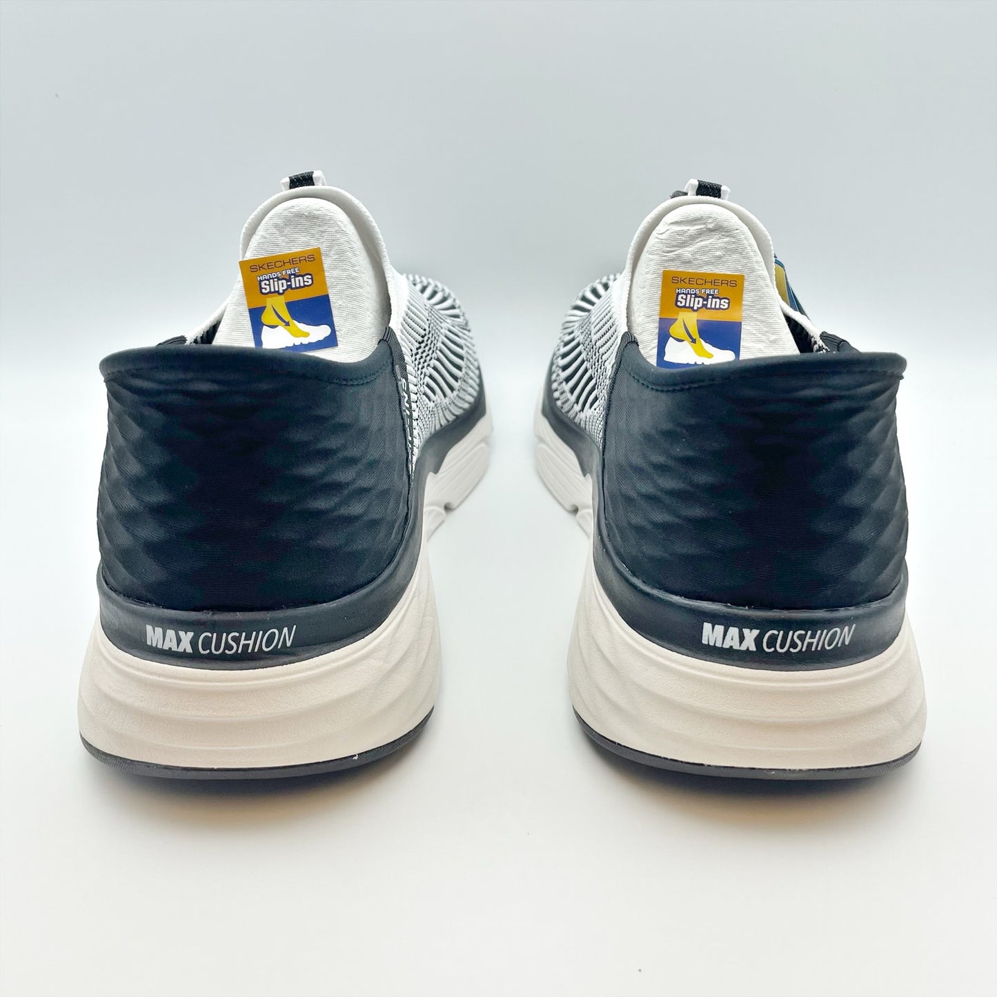 Skechers Men's Max Cushioning Elite Slip On Sneakers Size 9 Black White Knit NIB