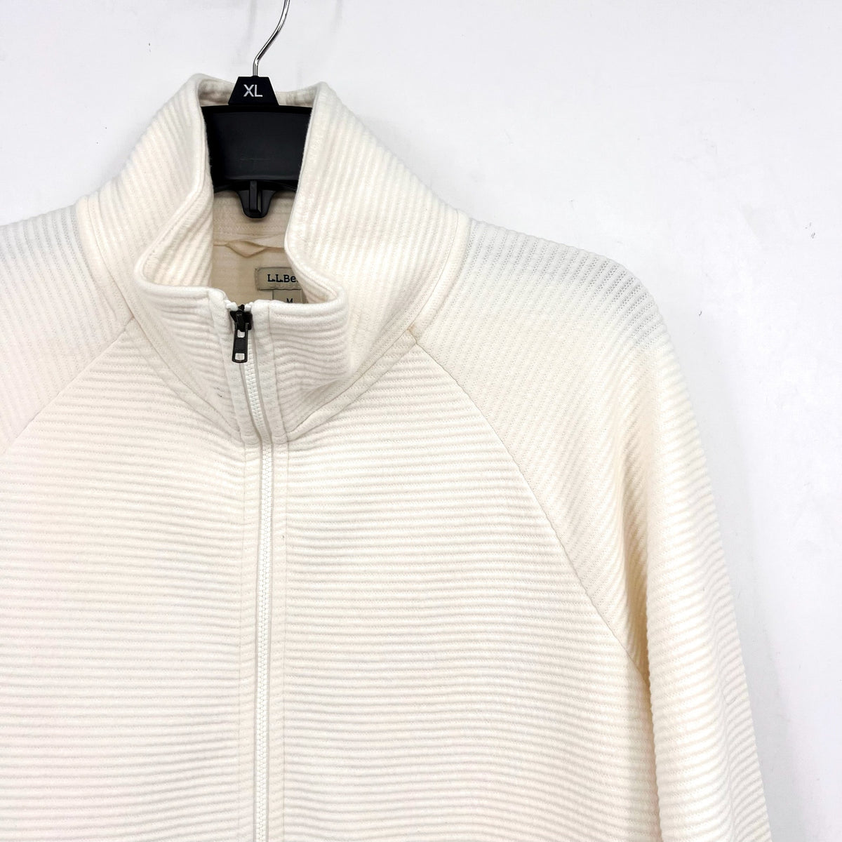 L.L BEAN Womens Lakewashed Full-Zip Sweater Medium White Sea Salt NWT
