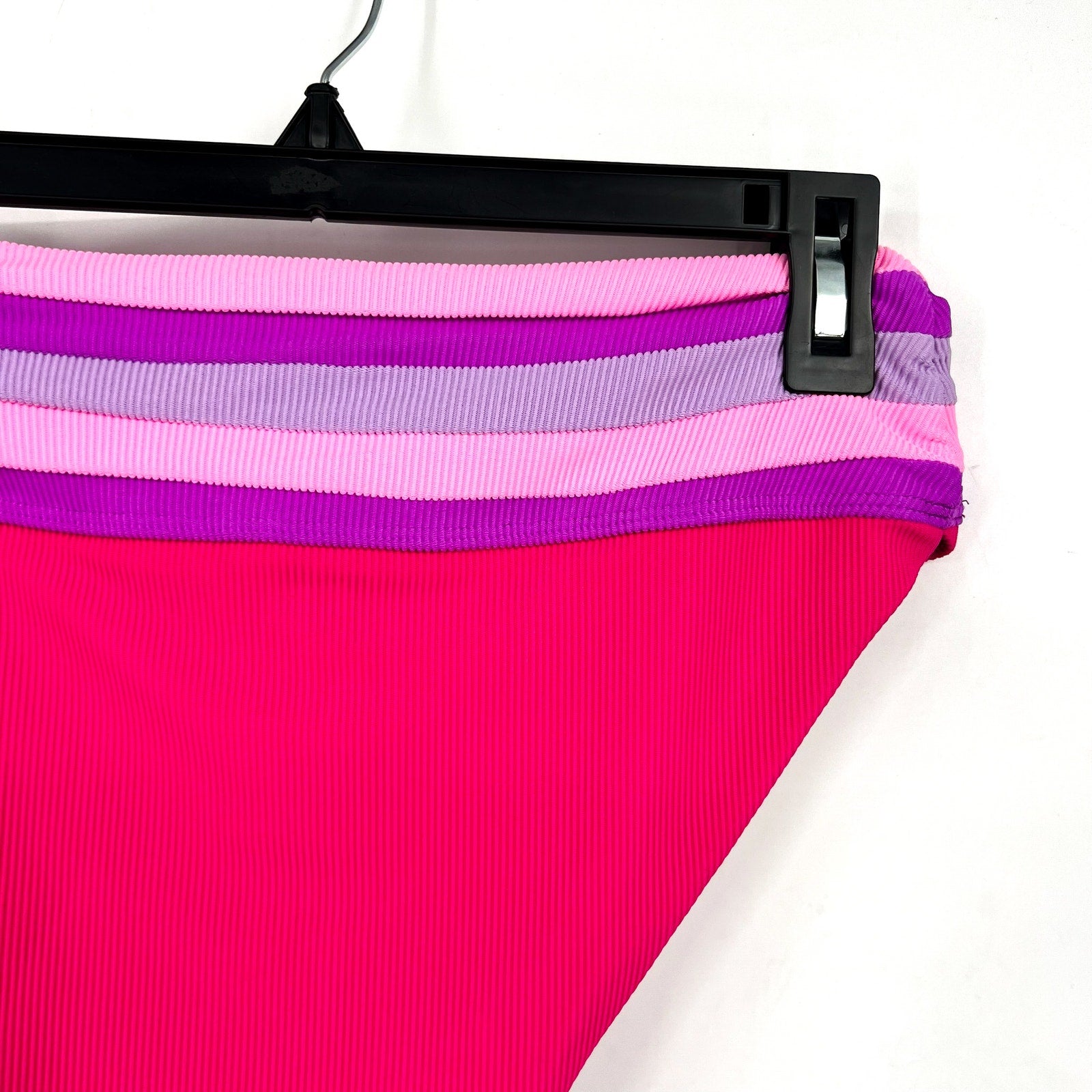 BEACH RIOT Millie High Waisted Bikini Bottom Small Pink Raspberry Colorblock NWT