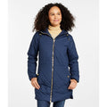 L.L BEAN Womens Bean's Cozy Quilted Coat Medium Petite Blue Mid-Length NWOT