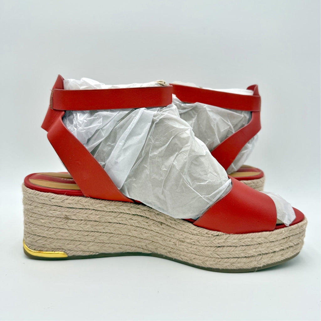 FRANCO Sarto Womens Tiffany Platform Espadrille Sandals Size 9 M Red Leather NIB