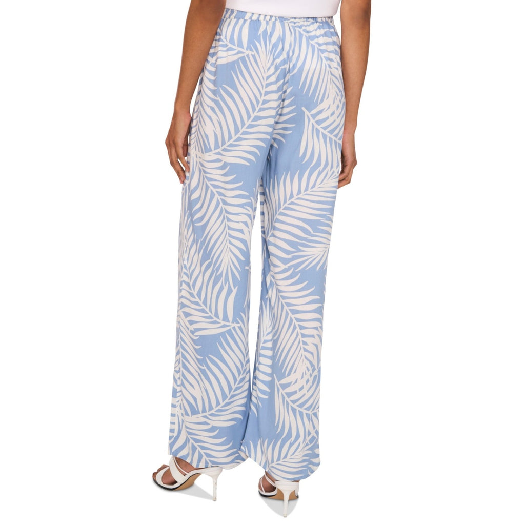 VINCE CAMUTO Women's Wide Leg Print Pants XS Blue White Pull On Lake Breeze NWT