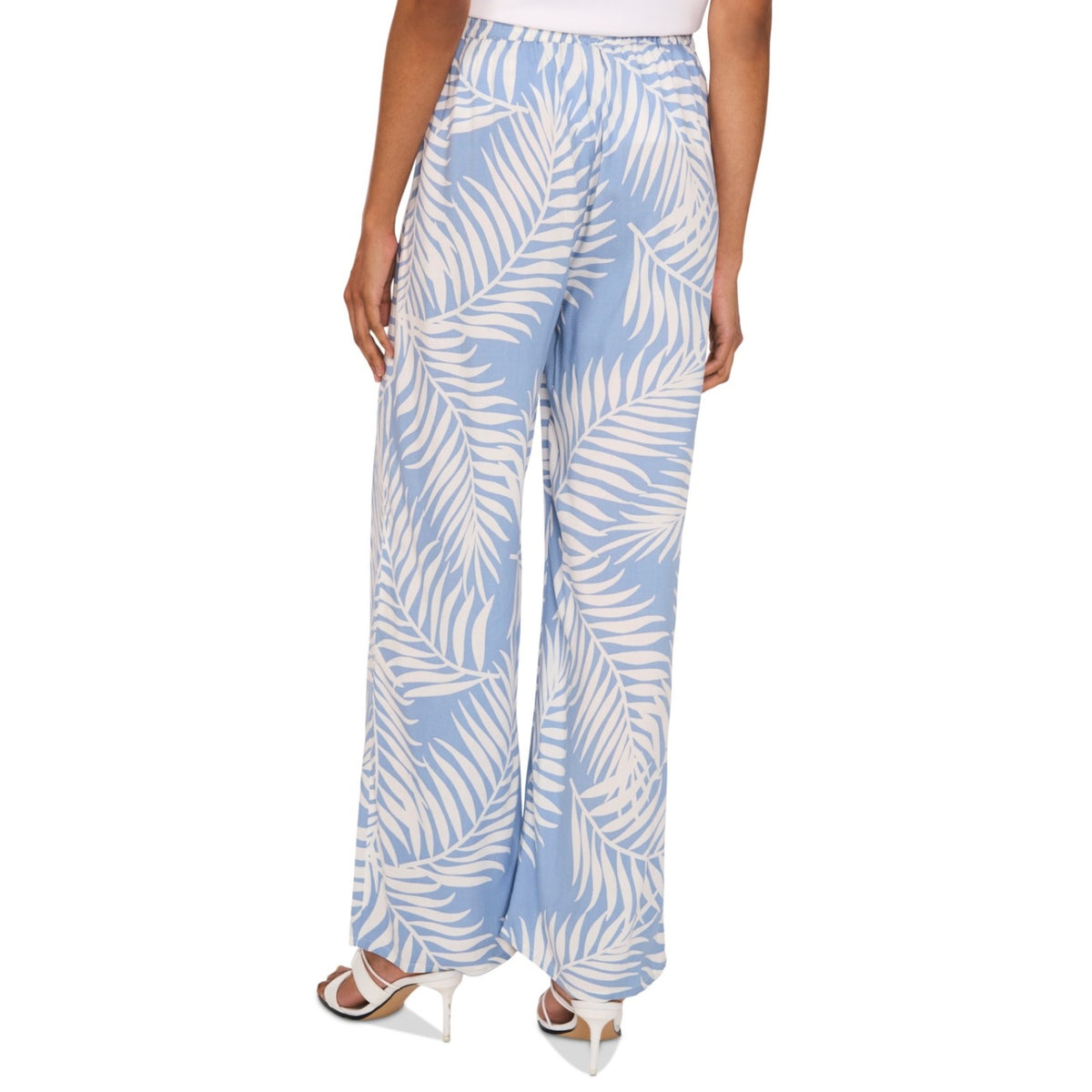 VINCE CAMUTO Women's Wide Leg Print Pants XS Blue White Pull On Lake Breeze NWT