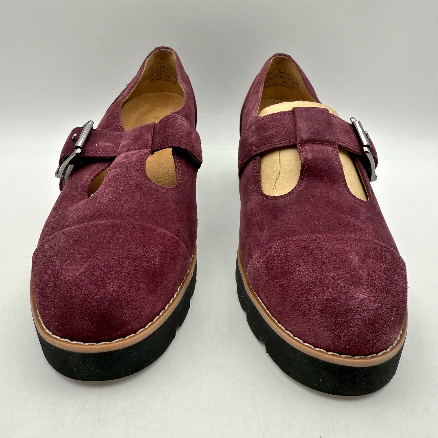 Vionic Womens Carmen Mary Jane Shoes US 6 Wide EU 36 Red Wine Suede NWOB