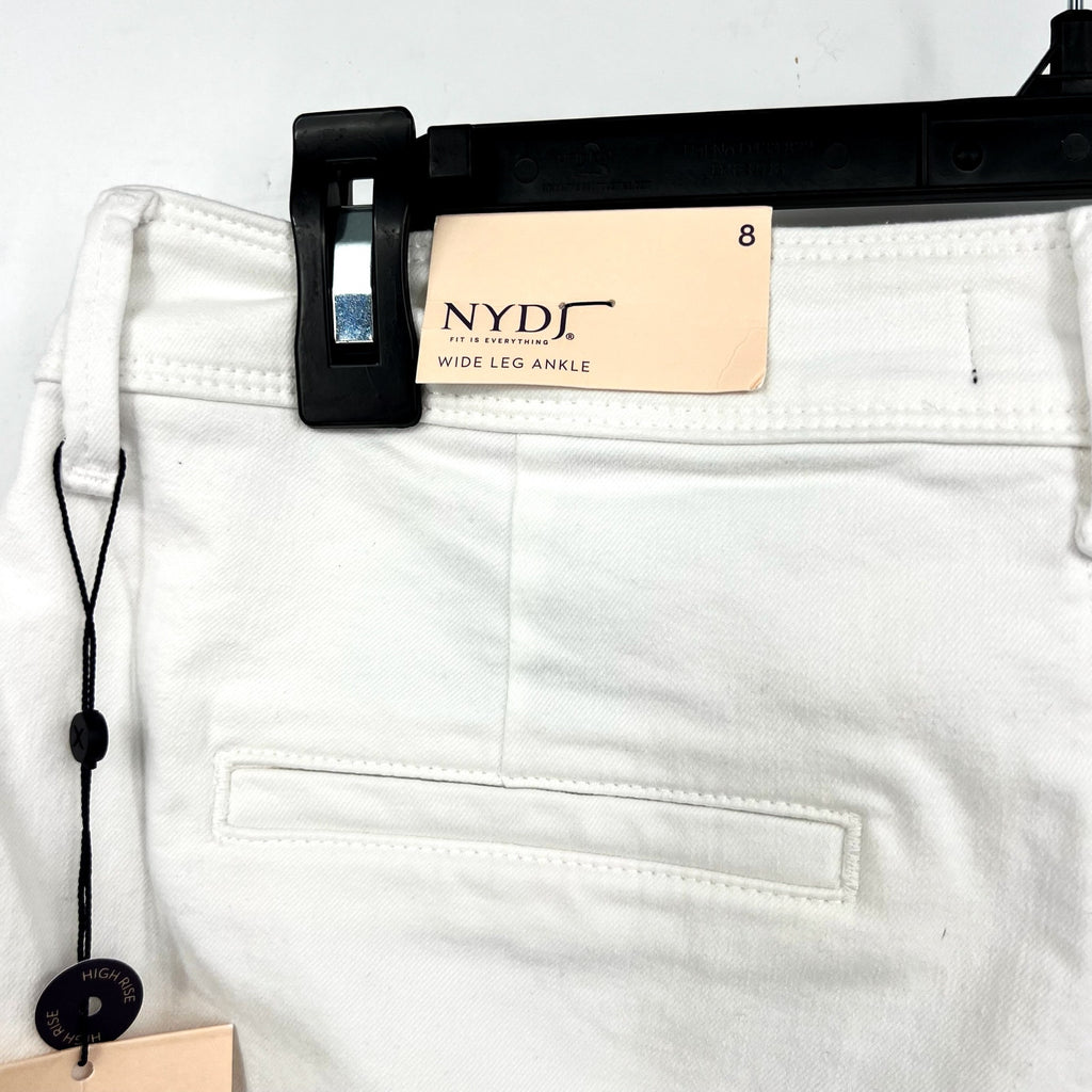 NYDJ Women's Mona Wide Leg Ankle Jeans Size 8 Optic White Denim Trouser NWT