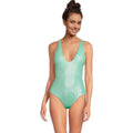 BECCA Oragami Textured Knotted One Piece Swimsuit Small Green Aqua Sea NWT