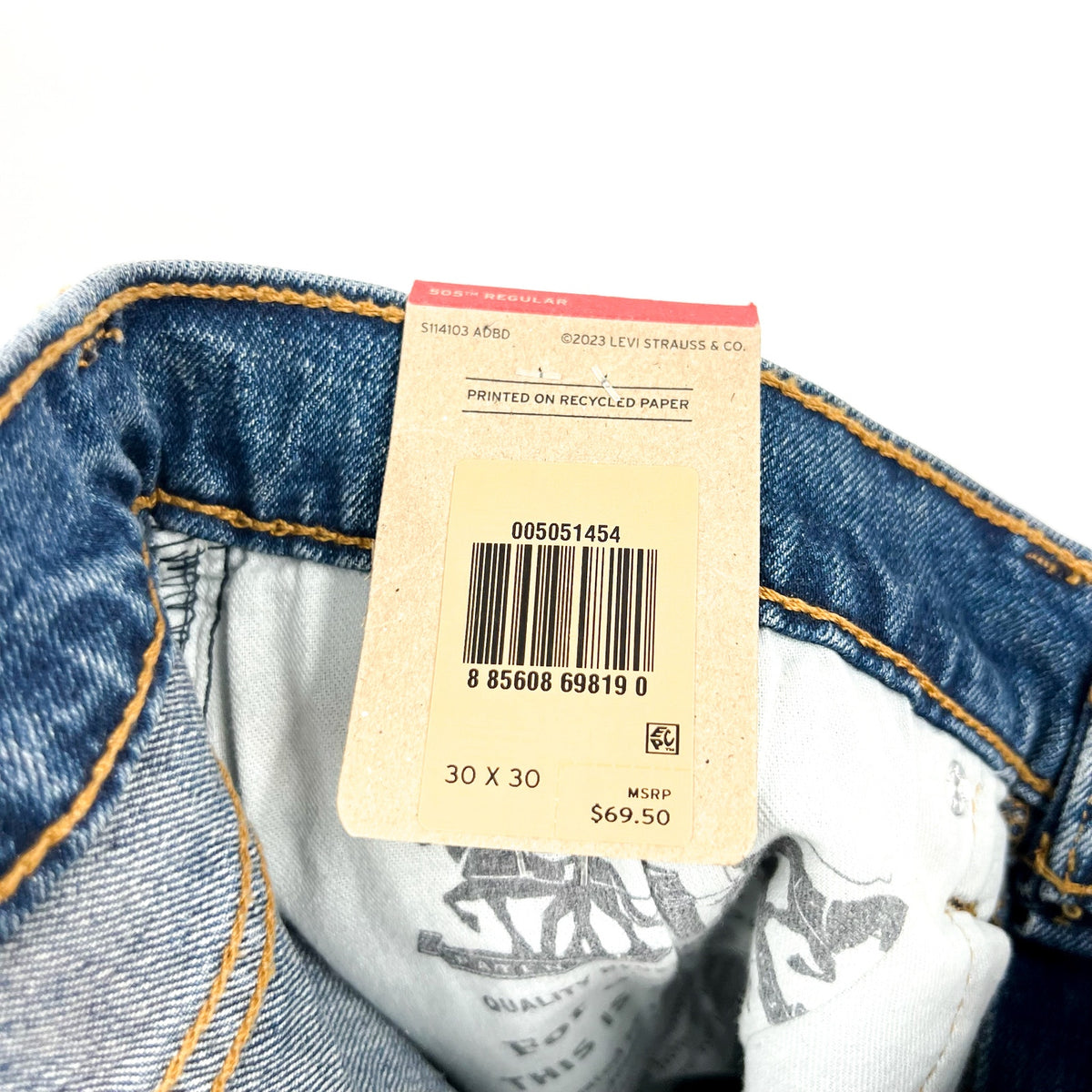 LEVI'S MENS 505 Straight Jeans 30x30 Stonewash Blue Regular Fit 005051454 NWT