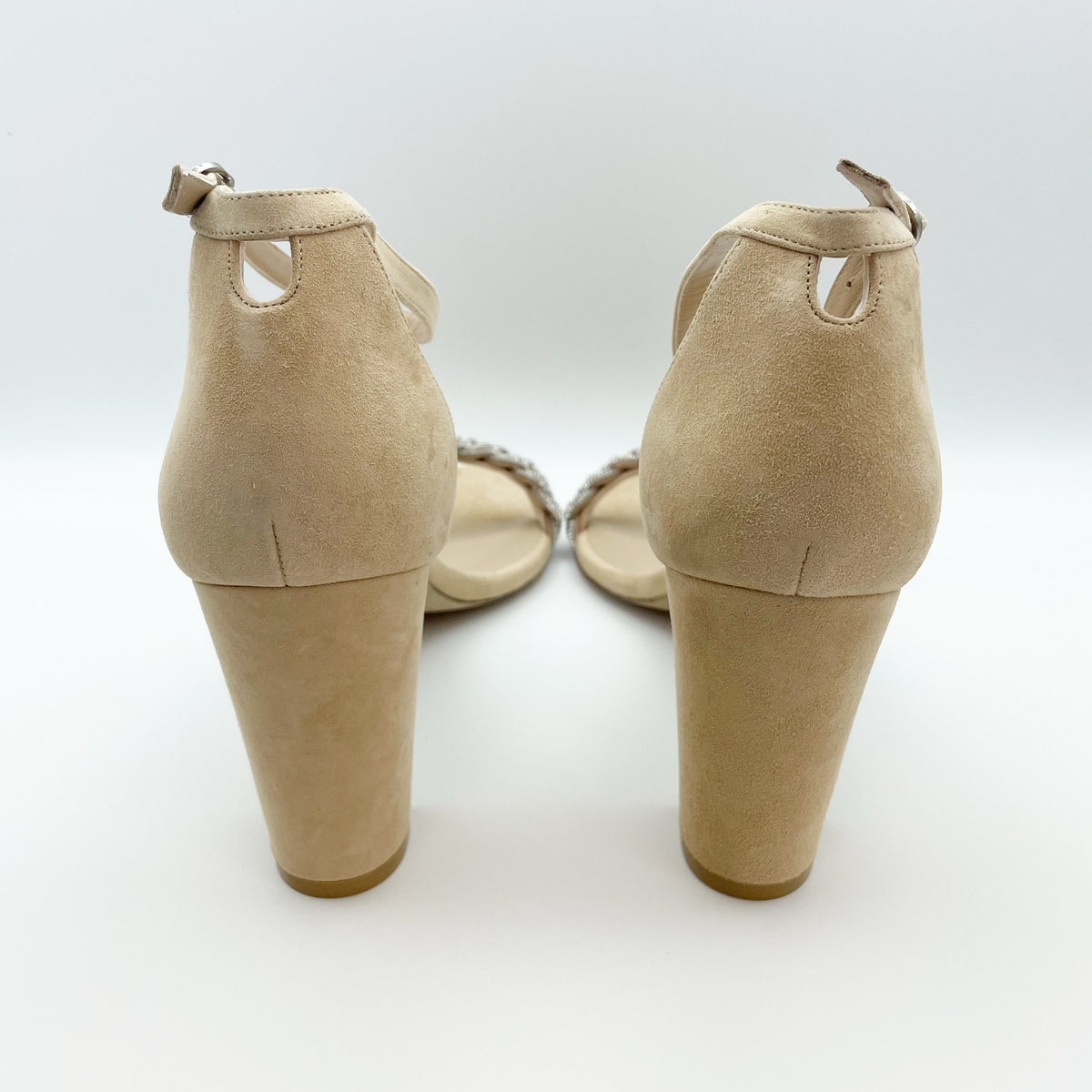 Stuart Weitzman Womens Nearlynude Highshine Sandal Size 11 Adobe Beige Heel NWOB