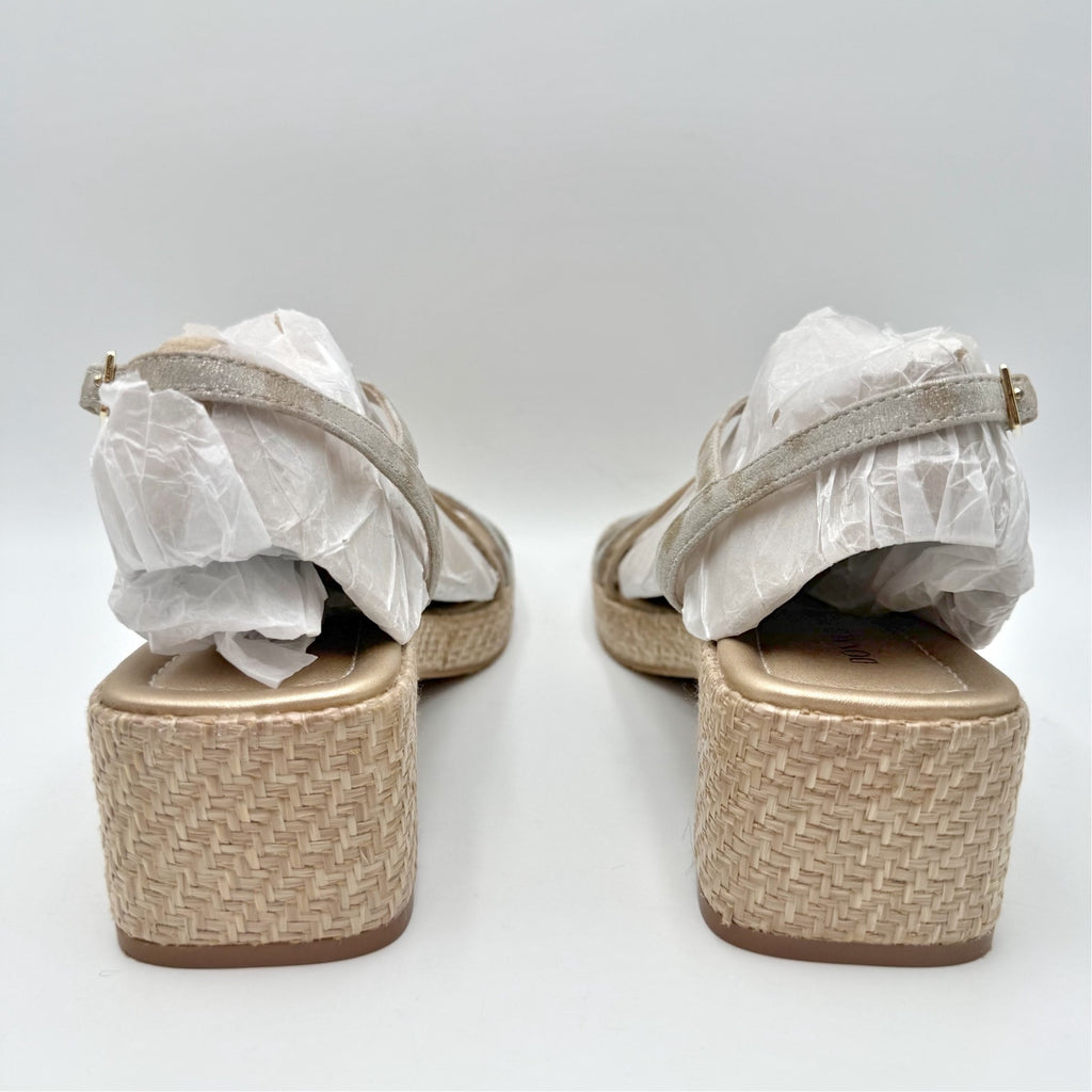 Donald Pliner Womens Rosalie Sandals Size 8 Metallic Silver Gold Leather NWOB