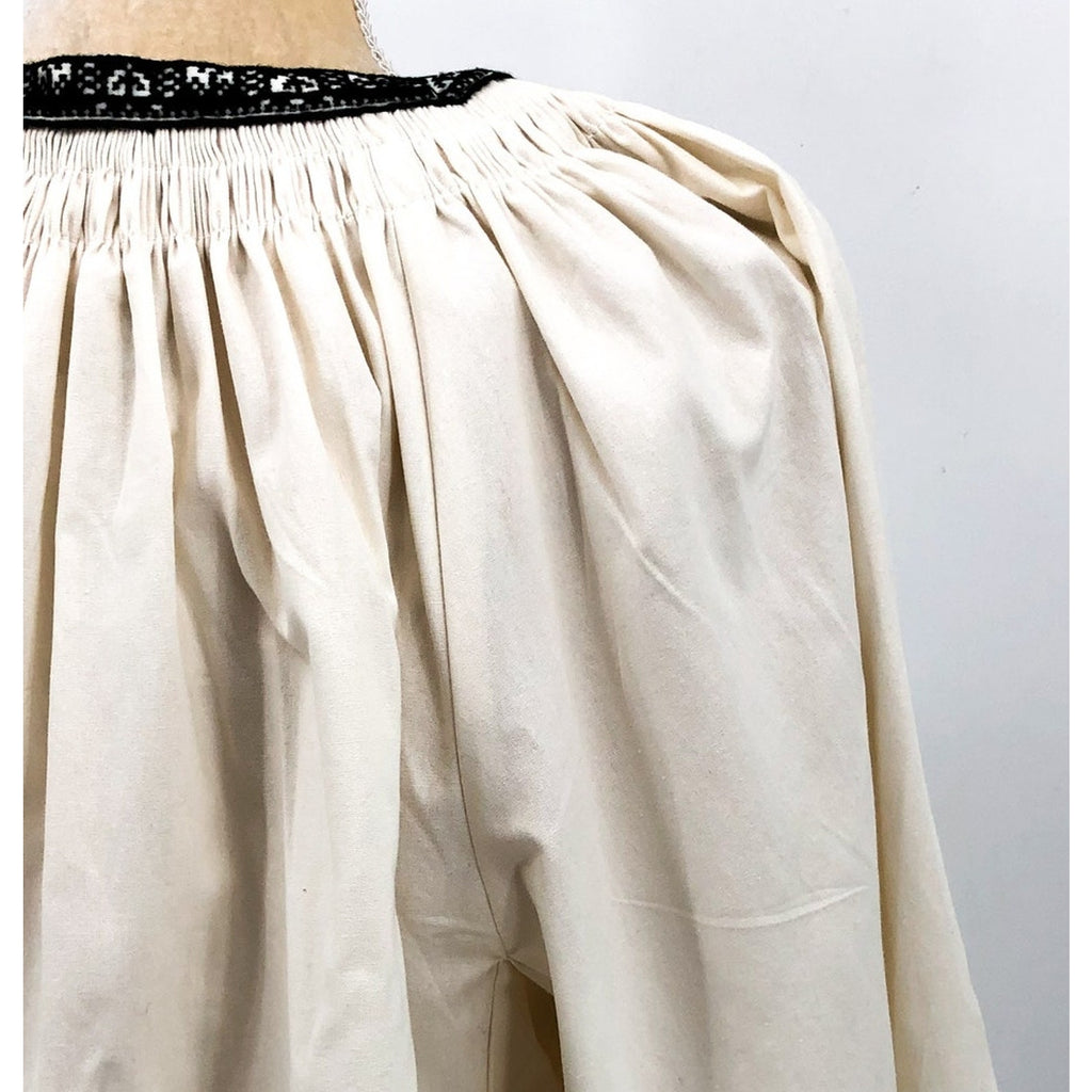RE/DONE Victorian Cut Off Blouse Medium Vintage Ivory Balloon Sleeve Ruffle NWT